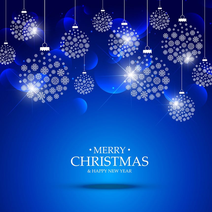 Blue Color Best Greetings Merry Christmas Holiday Wishes