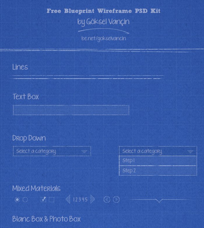 Free Blueprint Wireframe PSD Kit
