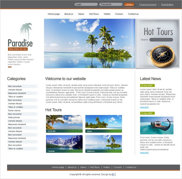 Free Paradise Website Read more at: http://www.beautifullife.info/web-design/15-best-free-travel-templates/