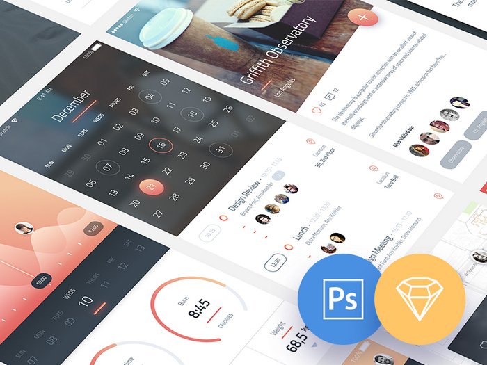 Phoenix UI for mobile app in PSD and Sketch