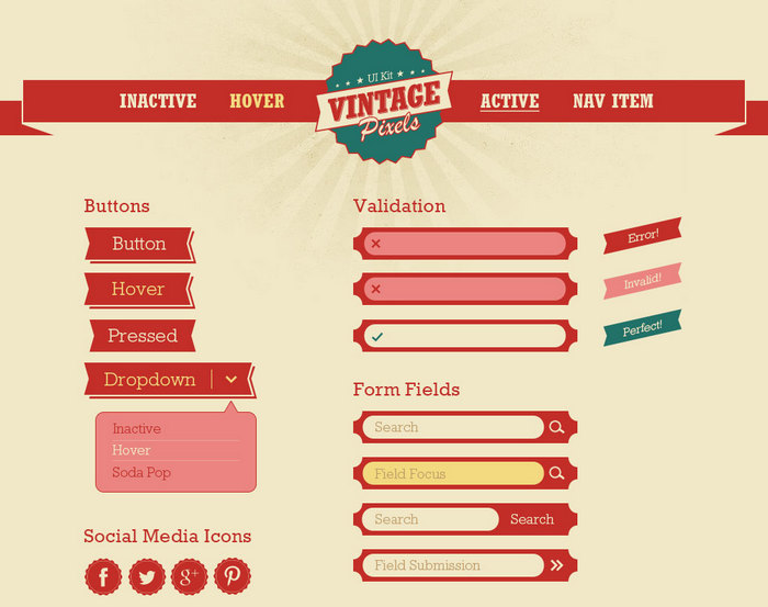 Vintage Pixels User Interface Kit