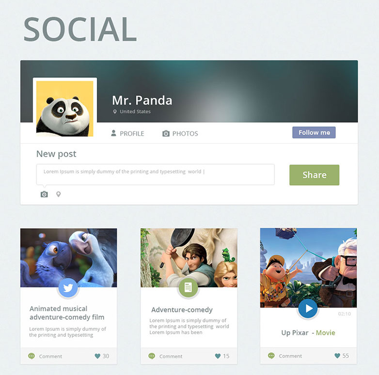 social web magazine psd ui kit